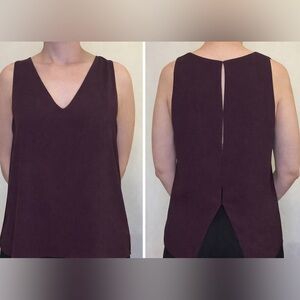 Aritzia Babaton Deep Purple Sleeveless V-neck Blouse